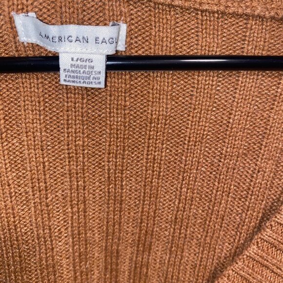 American Eagle Cardigan Womens Large Orange Brown Autumn Fall Buttons Sweater - Picture 5 of 5